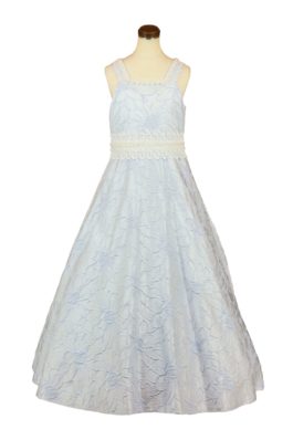 ライトブルー ジャガードドレス 150